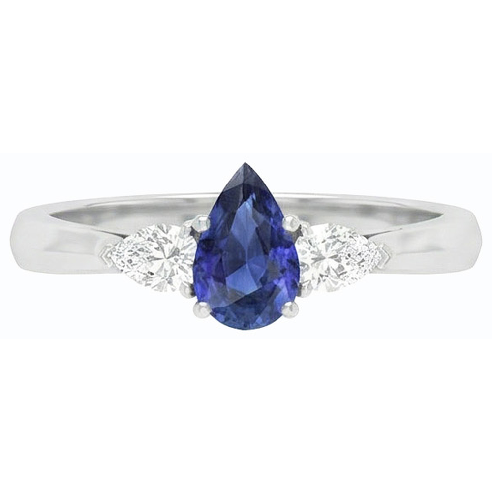 naturel pear diamant 1.25carats bague sur blanc
