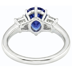 Bague Trois Pierres Poire SriLanka Saphir 2 Carats & Diamants Émeraude