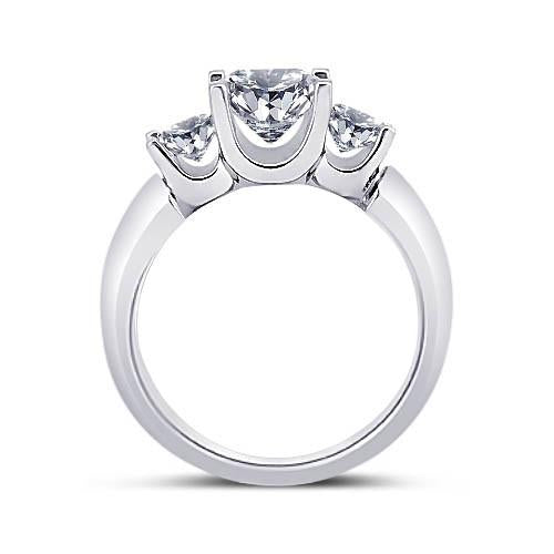 Bague Trois Pierres Princesse Naturel Diamant 2.31 Carat Or Blanc 14K Nouveau