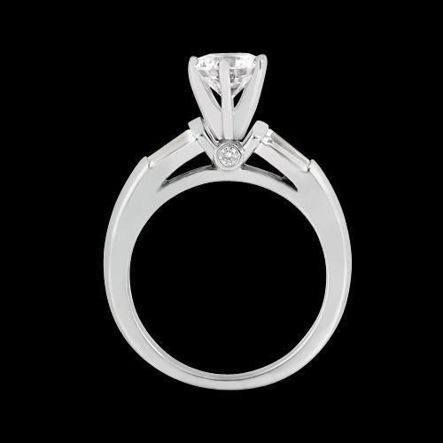 Bague Trois Pierres Rondes Et Réel Diamants Baguettes 1.25 Carat Or Blanc Nouveau