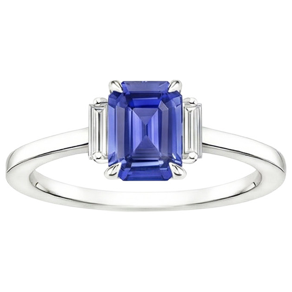 naturel baguette diamant 4carats bague vue de dessus