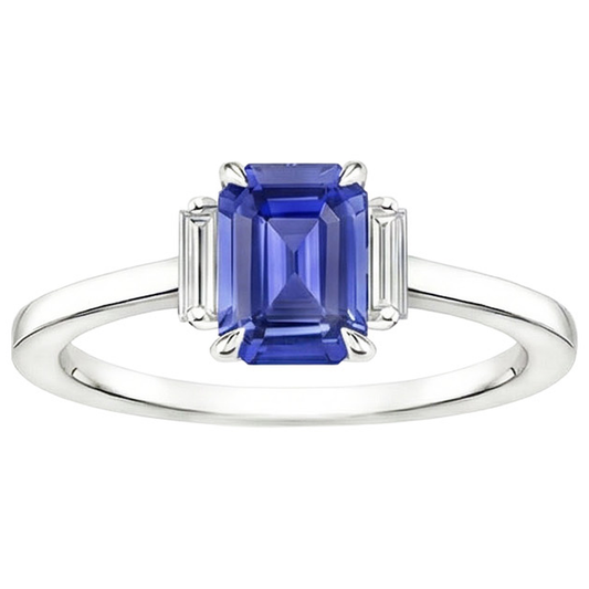 naturel baguette diamant 4carats bague vue de dessus