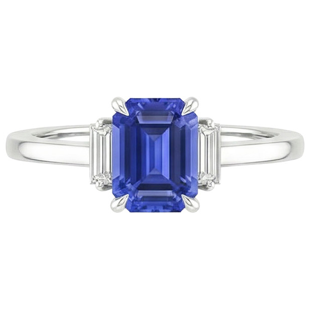 naturel baguette diamant 4carats bague vue de profil