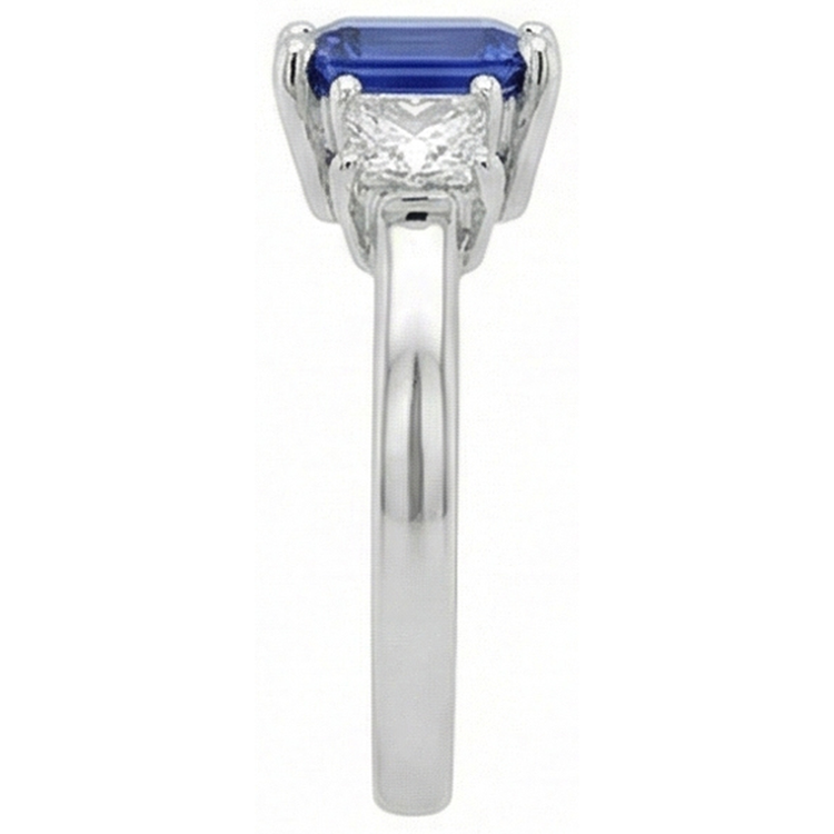 Bague Trois Pierres Saphir Bleu Émeraude & Diamants
