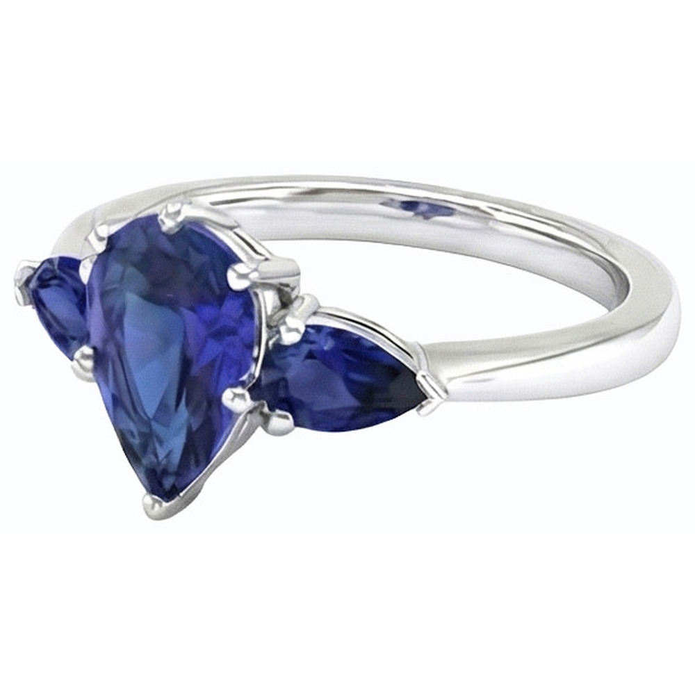 naturel pear diamant 2carats bague sur blanc