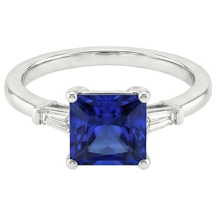 naturel baguette diamant 5.25carats bague vue de dessus