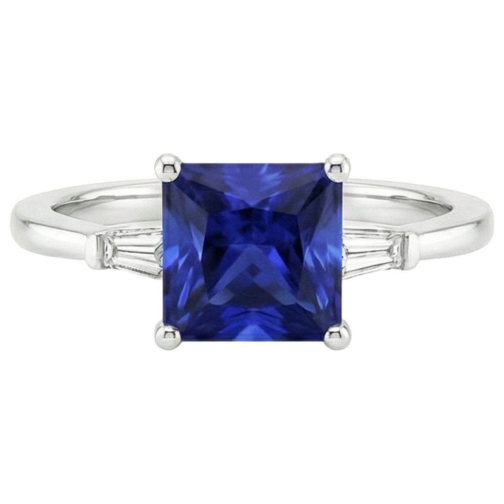 naturel baguette diamant 5.25carats bague sur blanc