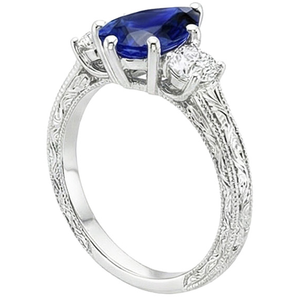 naturel pear diamant 5carats bague détail rapproché