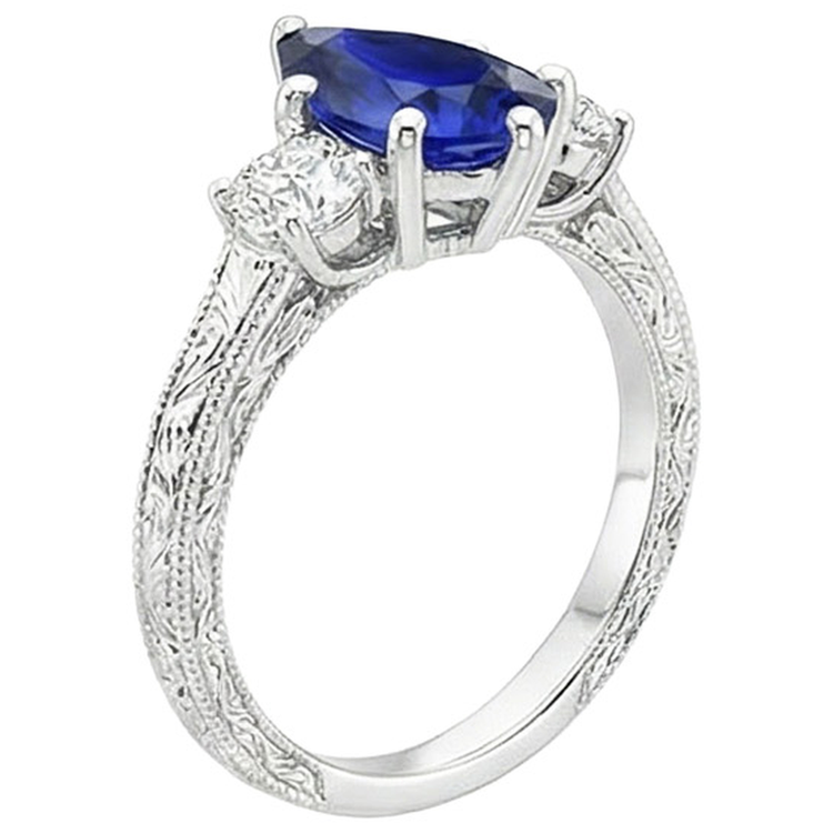 naturel pear diamant 5carats bague vue de dessus