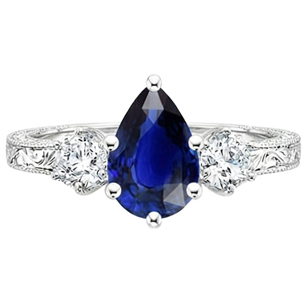 naturel pear diamant 5carats bague vue de profil
