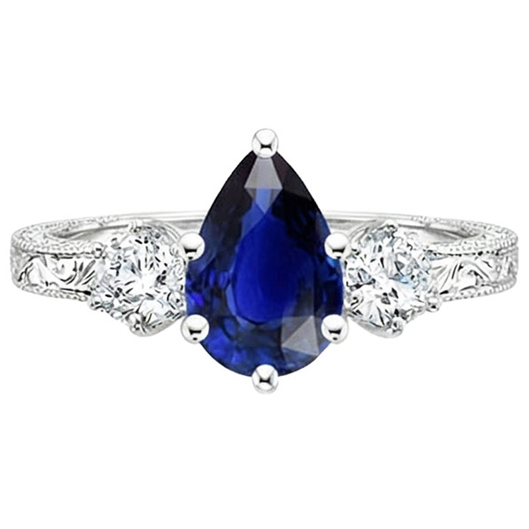 naturel pear diamant 5carats bague vue de profil