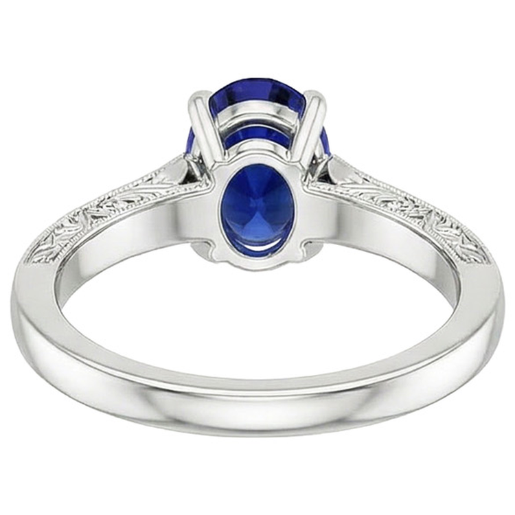 Bague Trois Pierres Style Vintage Ovale Ceylan Saphir 2.25 Carats