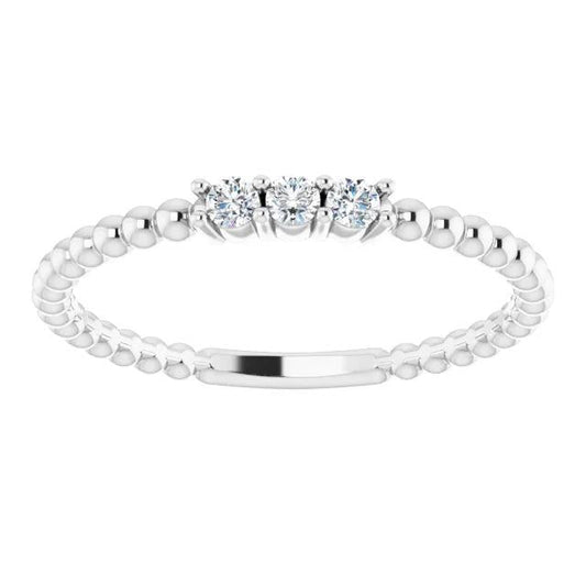 Bague Trois Pierres Véritable Diamant 0.50 Carats Bijoux Femme Perles