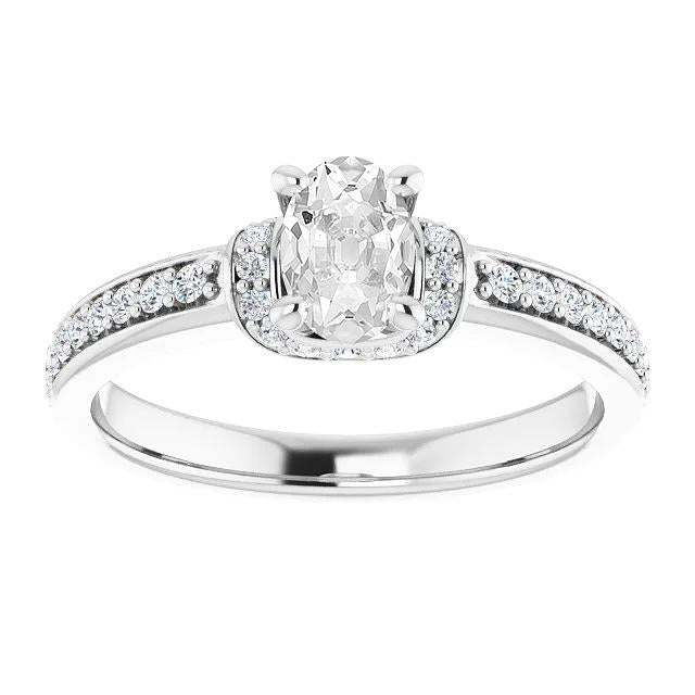 Bague Véritable Diamant Rond Et Ovale Vieux Mineur Avec Accents Sertis De Griffes 4.75 Carats