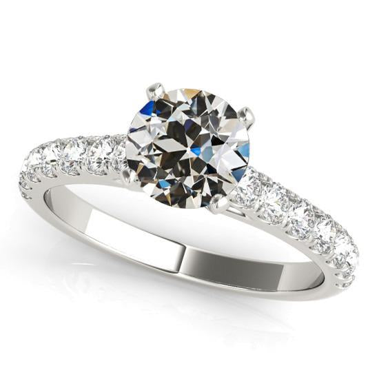 Bague Véritable Diamant Rond Or Blanc Taille Vieille Mine 4 Carats Bijoux Femme