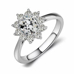 Bague Véritable Diamant Rond & Ovale Vieux mineur Halo Style Fleur 3 Carats