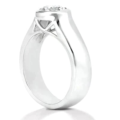 Bague Véritable Diamant Rond Sertis Clos