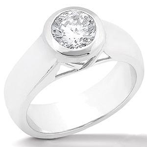 Bague Véritable Diamant Rond Sertis Clos