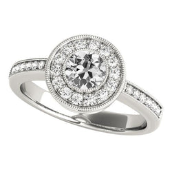 Bague Véritable Diamant Taille Ancienne Halo Ronde Sertie Lunette 3.50 Carats Tige Millegrain