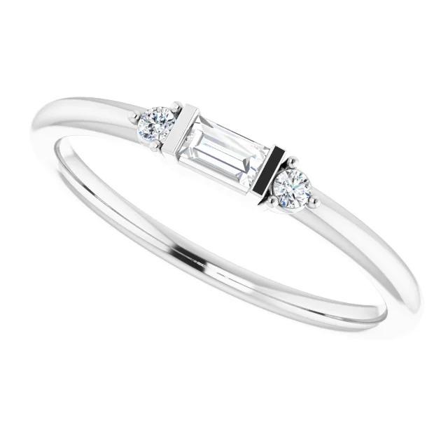 Bague Véritable Diamant Trois Pierres 0.70 Carats Or Blanc 14K