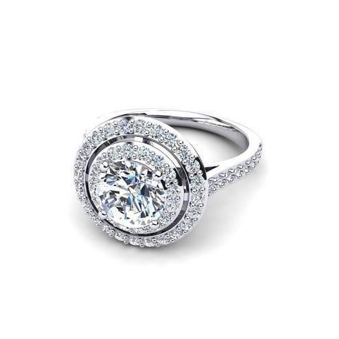 Bague Véritable Diamants Scintillants Taille Brillant 2.06 Carats Or Blanc