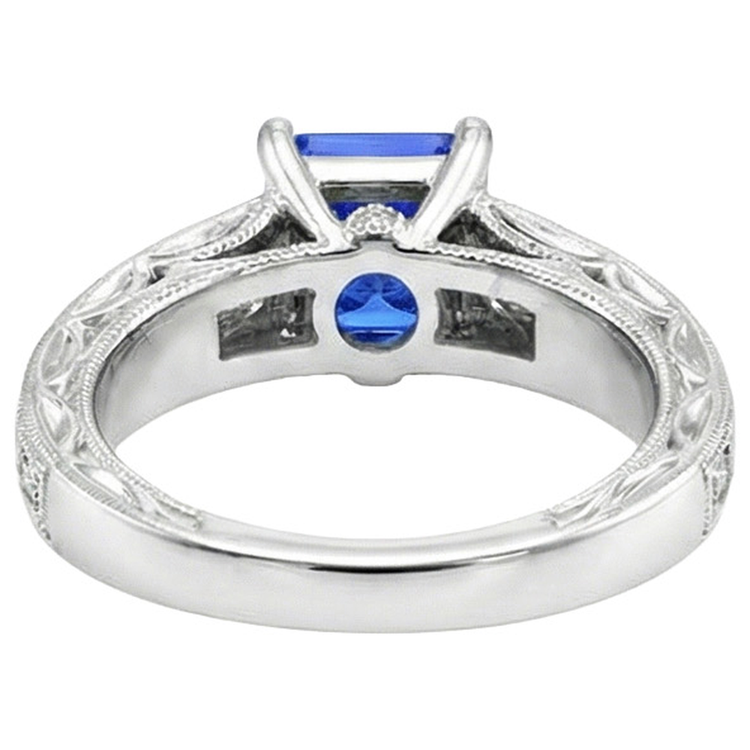 Bague Vintage Style Princesse Ceylan Saphir & Diamant Naturels Extraits des Mines ( et non cultivés en laboratoire ) 5.50 Carats