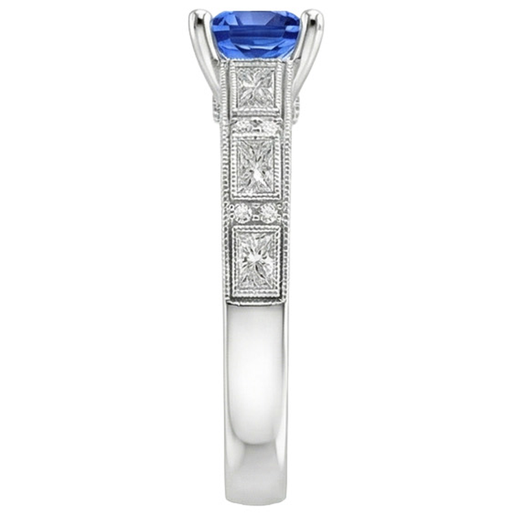 Bague Vintage Style Princesse Ceylan Saphir & Diamant Naturels Extraits des Mines ( et non cultivés en laboratoire ) 5.50 Carats