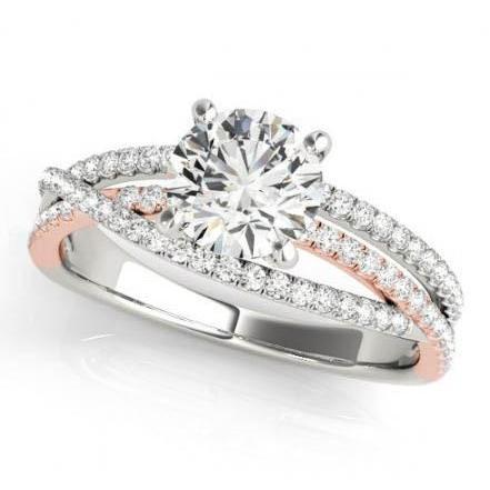 Bague Wrap Réel Diamant Rond 1.75 Carats Or Bicolore 14K