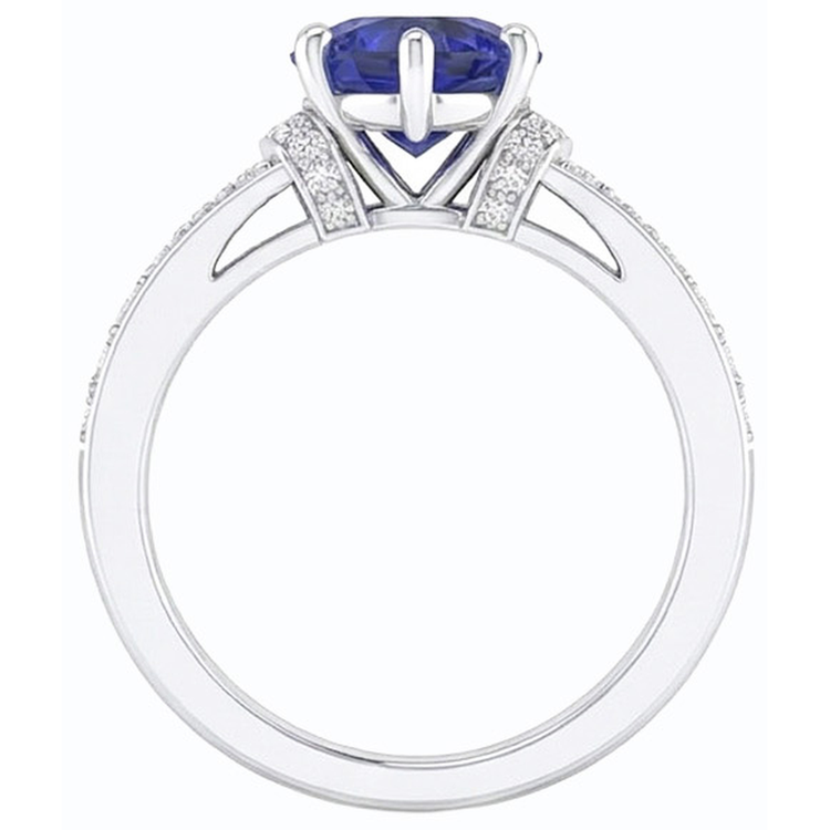 naturel round diamant 3.50carats bague vue de face