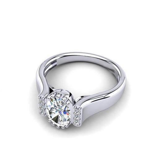 Bague à 1,75 Carats De Véritable Diamants Ovales Et Ronds 14K D'Or Blanc