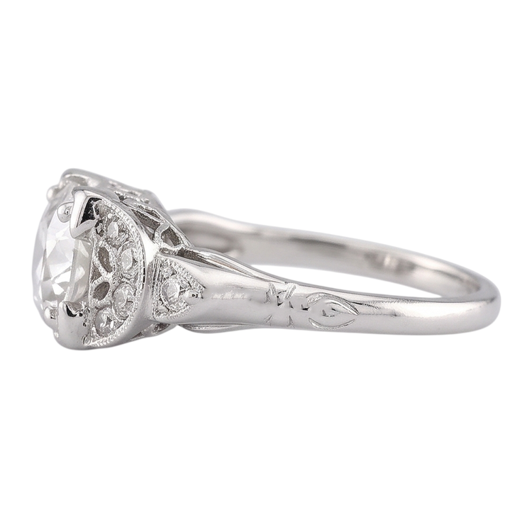 Bague à 1,50 carats De Diamants Naturels Extraits des Mines ( et non cultivés en laboratoire ) Ronds Vieux Mineur 14K D'Or Blanc