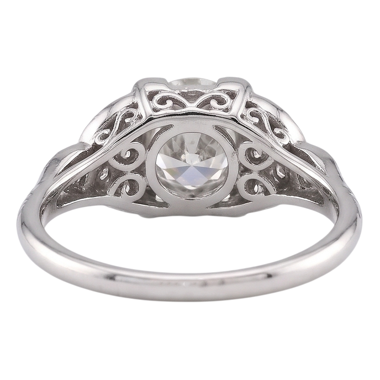 Bague à 1,50 carats De Diamants Naturels Extraits des Mines ( et non cultivés en laboratoire ) Ronds Vieux Mineur 14K D'Or Blanc