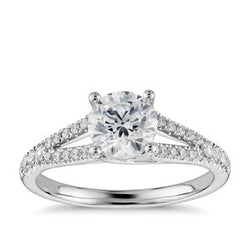 Bague à tige fendue avec Réel diamants ronds de 3.25 carats et taille brillant
