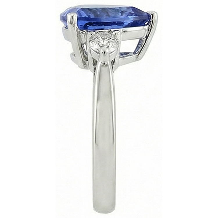 Bague à trois pierres en tanzanite et diamants 7 carats en or blanc 14K