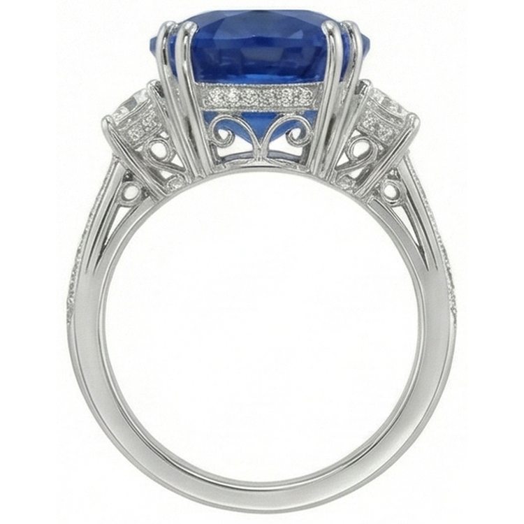 naturel oval diamant 3carats bague vue de profil