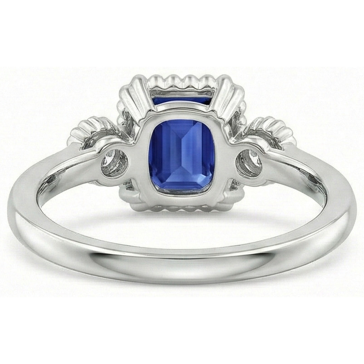 Bague anniversaire 3 pierres sertie diamant et saphir bleu 2.75 carats