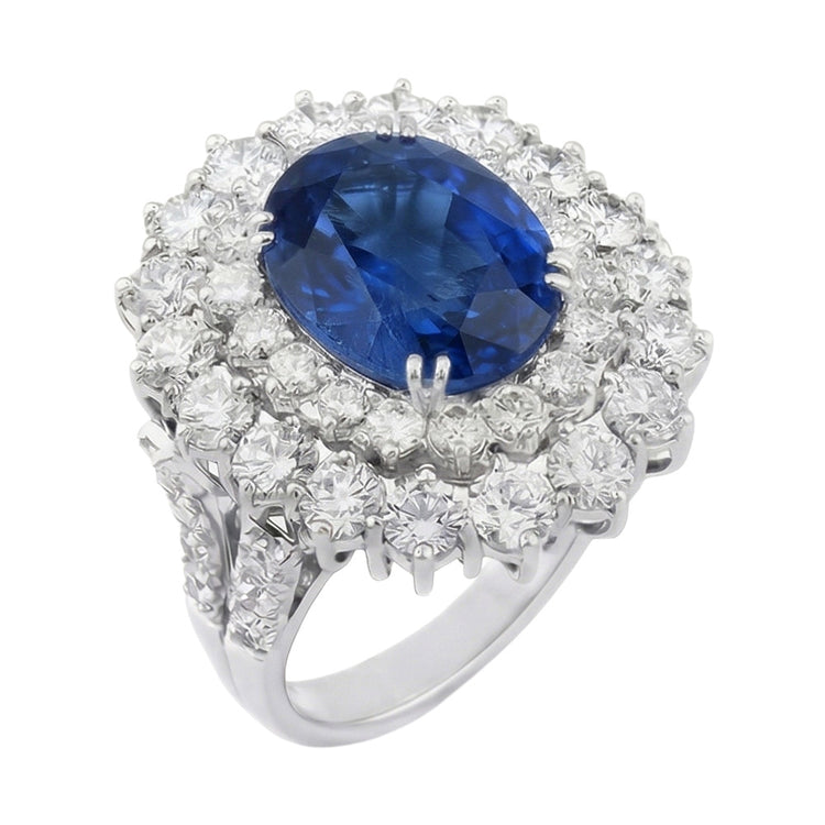 naturel cushion diamant 9.75carats bague vue de face