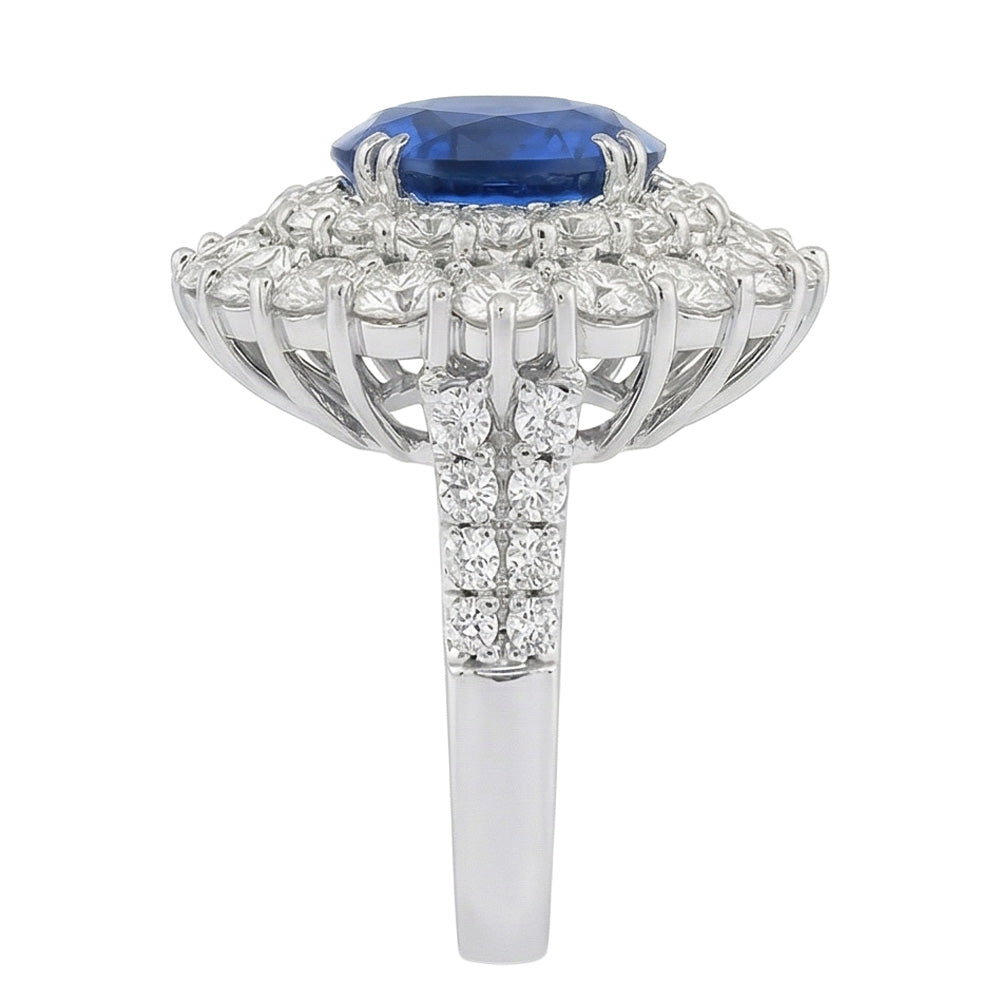 naturel cushion diamant 9.75carats bague vue de profil