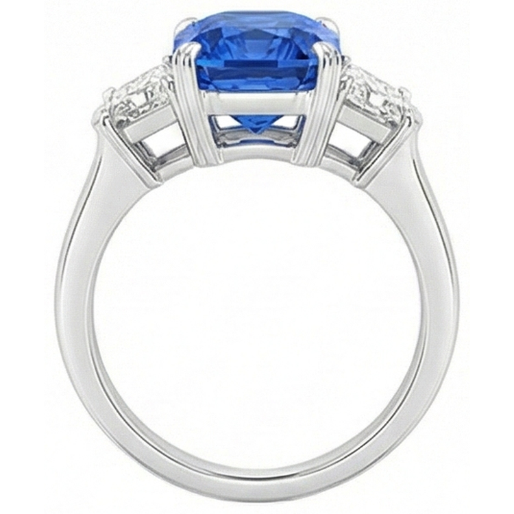 Bague anniversaire diamant émeraude 3 carats saphir bleu clair 3 pierres