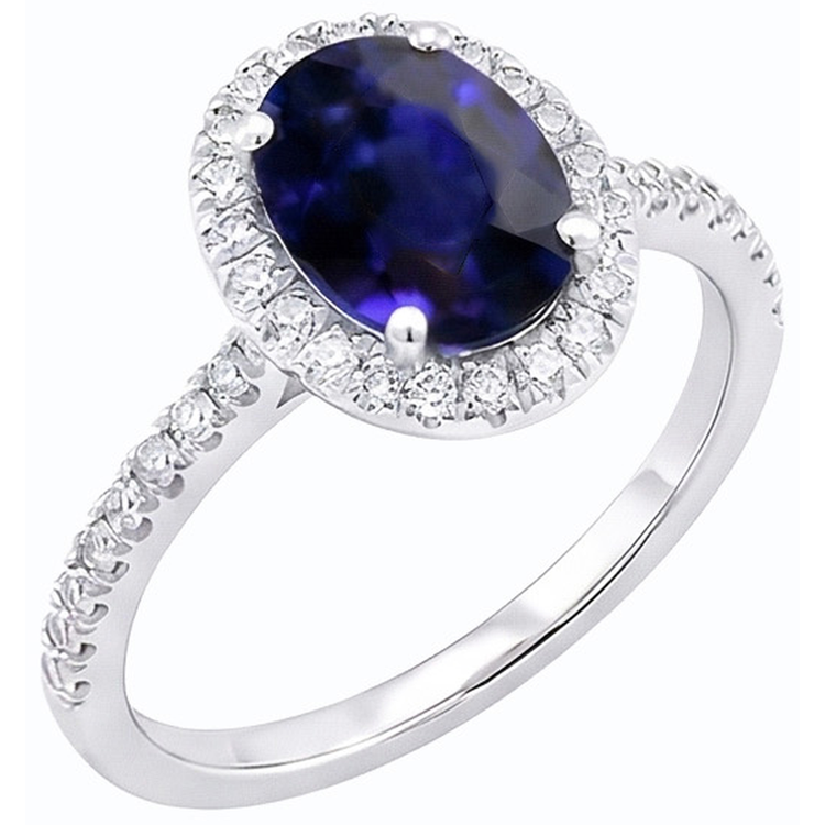 naturel oval saphir 3.50carats bague angle de côté