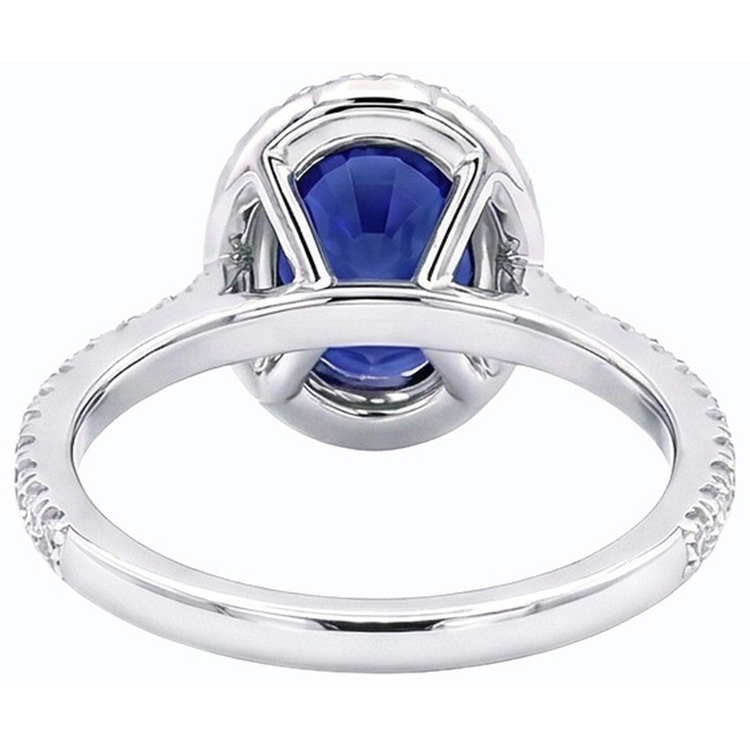 naturel oval saphir 3.50carats bague détail rapproché