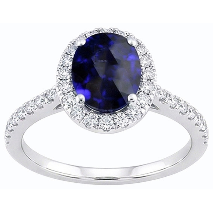naturel oval saphir 3.50carats bague vue de dessus