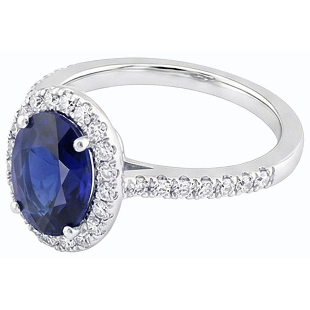 naturel oval saphir 3.50carats bague sur blanc
