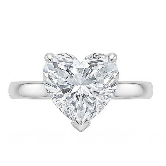 Bague anniversaire diamant solitaire en forme de cœur de 2.25 ct en or blanc