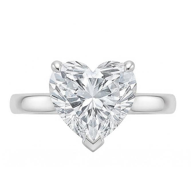 Bague anniversaire diamant solitaire en forme de cœur de 2.25 ct en or blanc