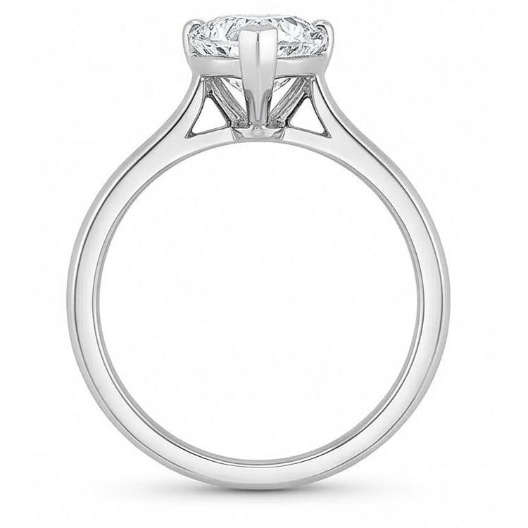 Bague anniversaire diamant solitaire en forme de cœur de 2.25 ct en or blanc