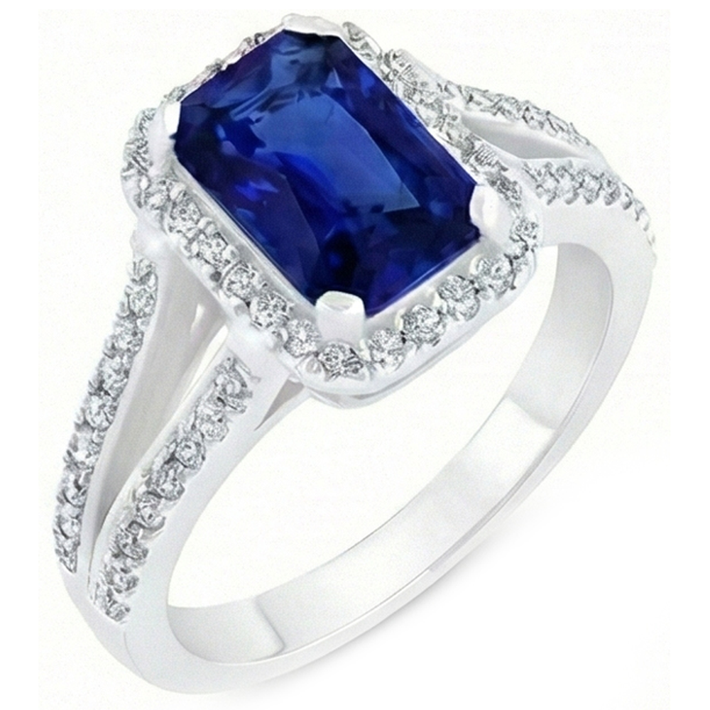 naturel round saphir 5.50carats bague angle de côté