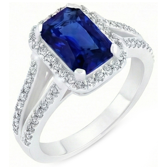 naturel round saphir 5.50carats bague angle de côté