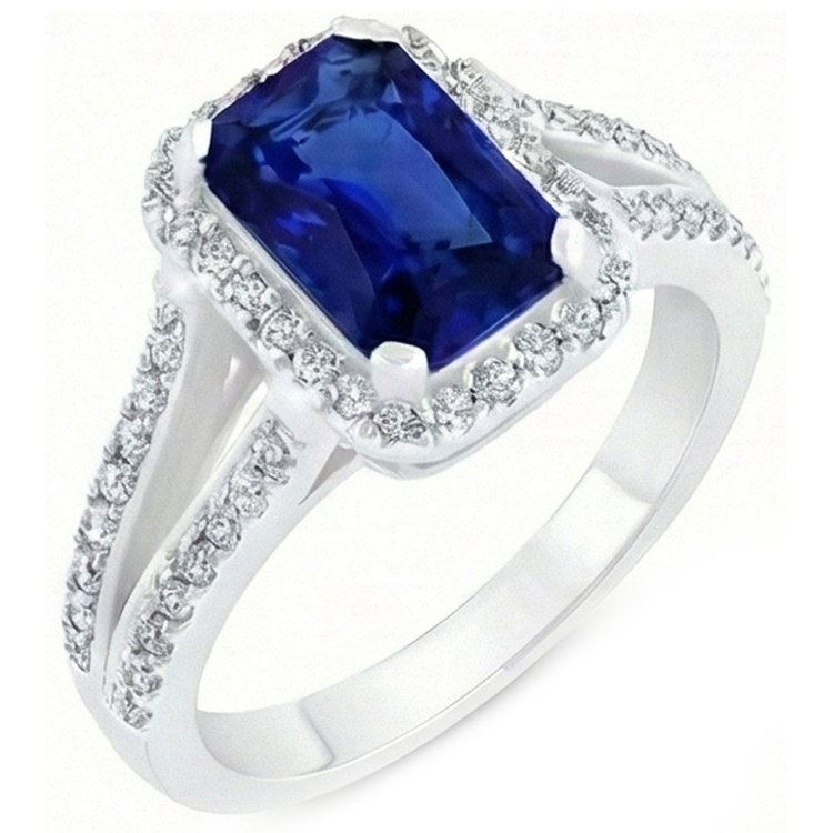 naturel round saphir 5.50carats bague angle de côté
