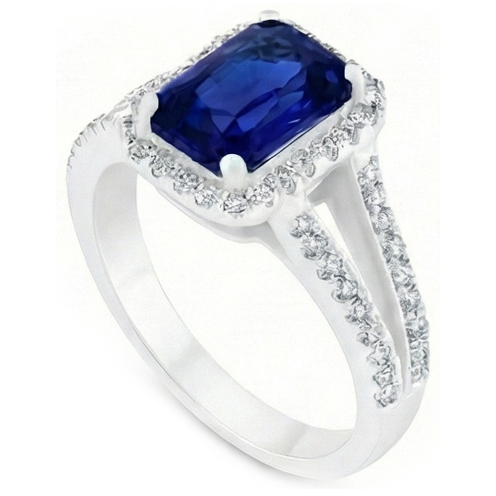 naturel round saphir 5.50carats bague vue de profil